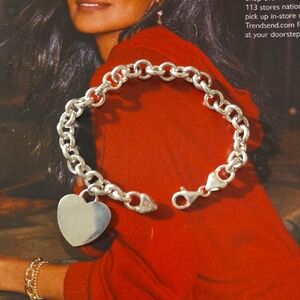 Sterling Silver 925 Tiffany Style Heart Charm Bracelet